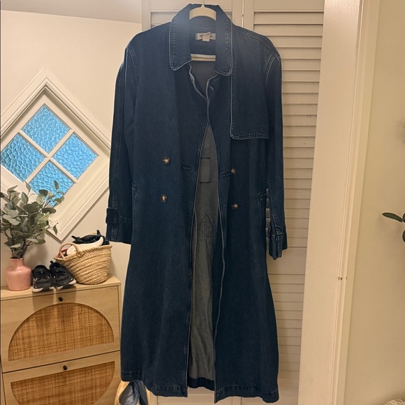 Madewell Blue Denim Trench Coat - Picture 3 of 6